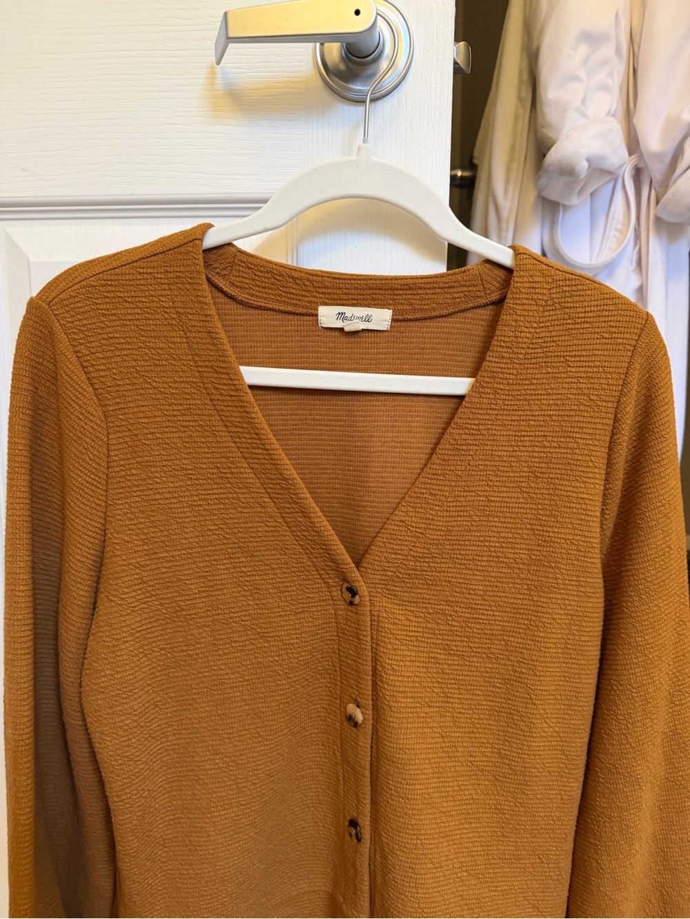 NWOT Madewell Rust Button-Front V-Neck Sweater
